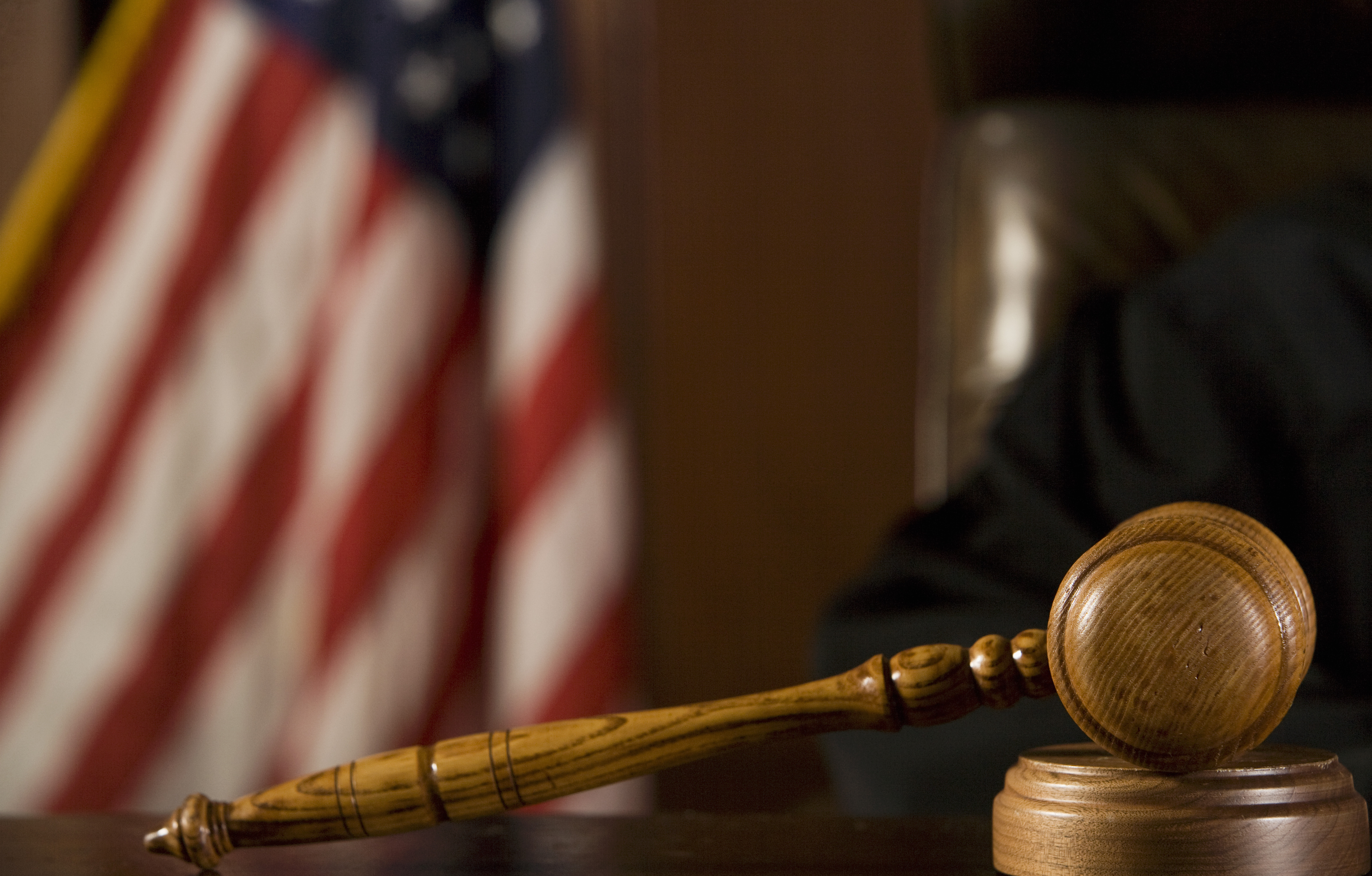 Gavel lying in front of a judge